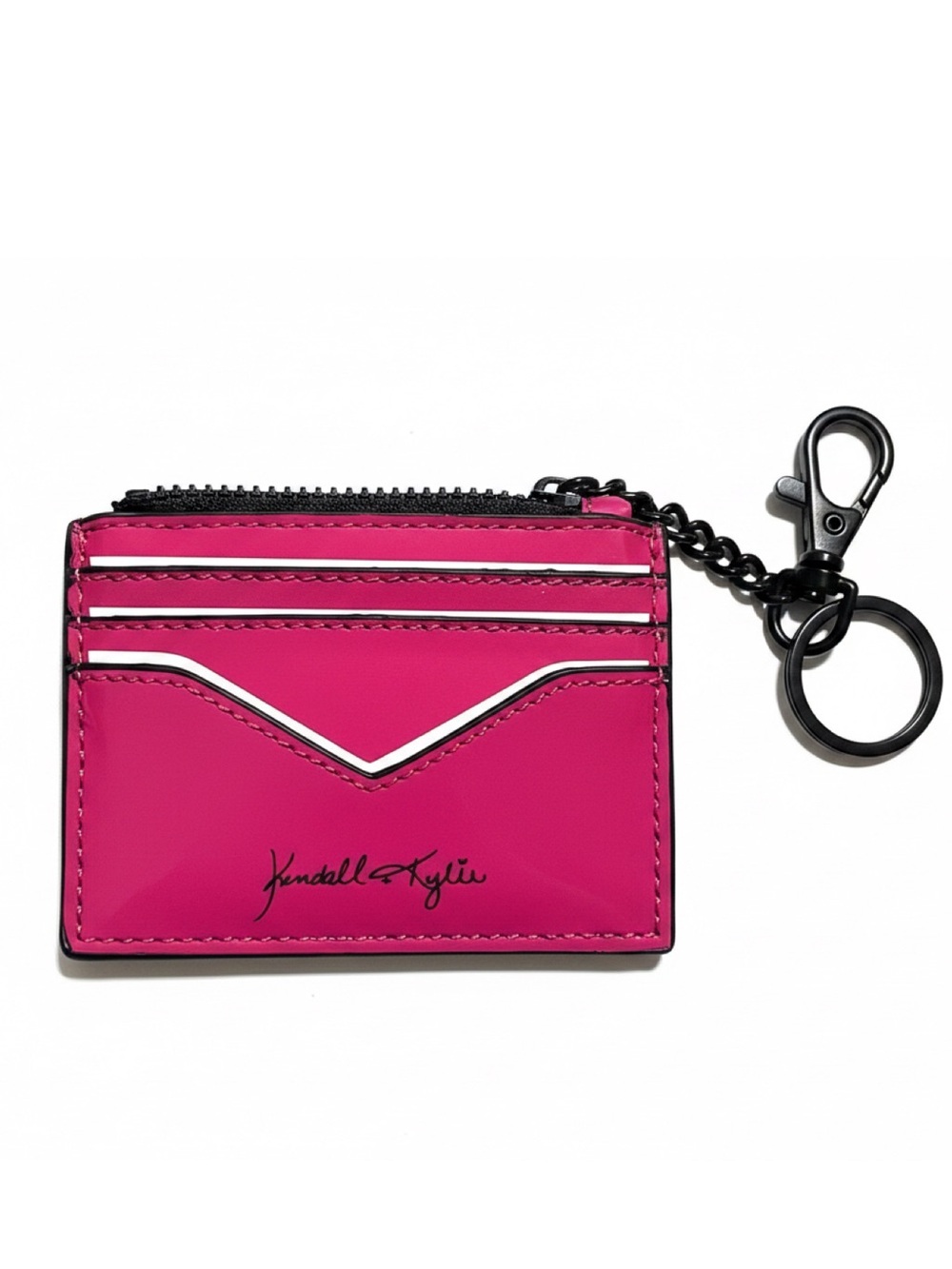 💖🆕💖 Kendall + Kylie Hot Pink Keychain Card Holder Wallet With Black Hardware